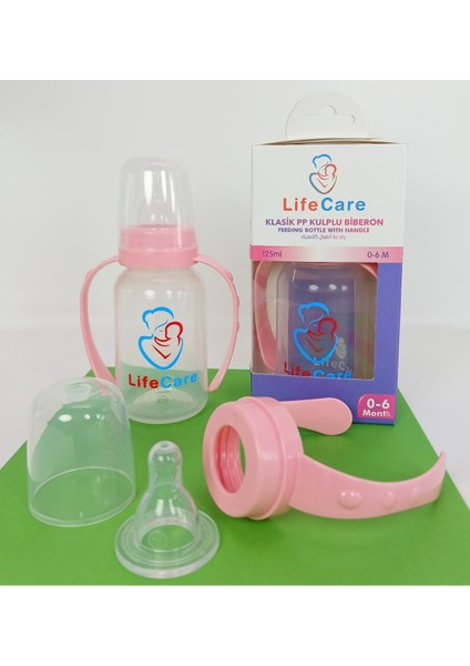 Pembe 125ML Kulplu Pp Biberon, Sağlıklı ve Kullanışlı Tasarım