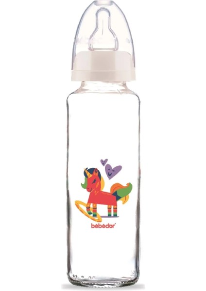 Desenli Cam Biberon 250ML, Sağlıklı ve Şeffaf Tasarım, Güvenle Kullanım
