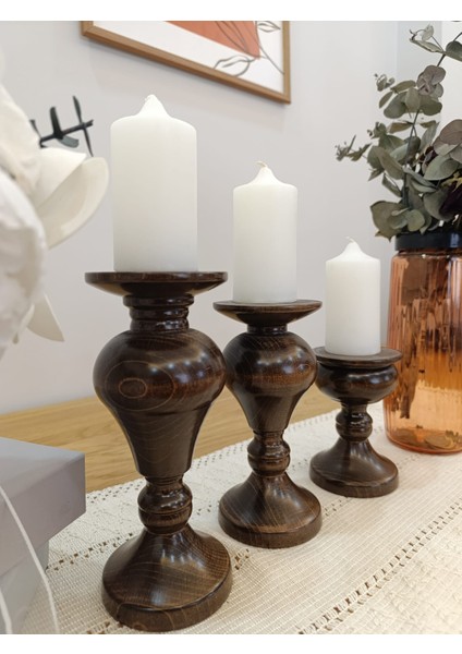 Ahşap Şamdanlık 3’lü Set – Dekoratif Mumluk fiyatları