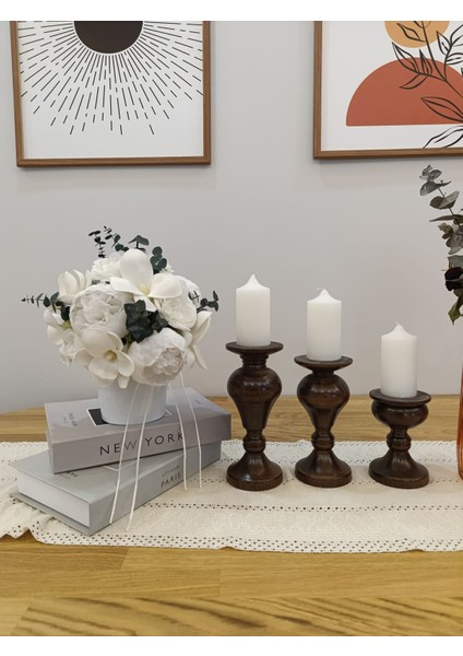 Ahşap Şamdanlık 3’lü Set – Dekoratif Mumluk fırsatları