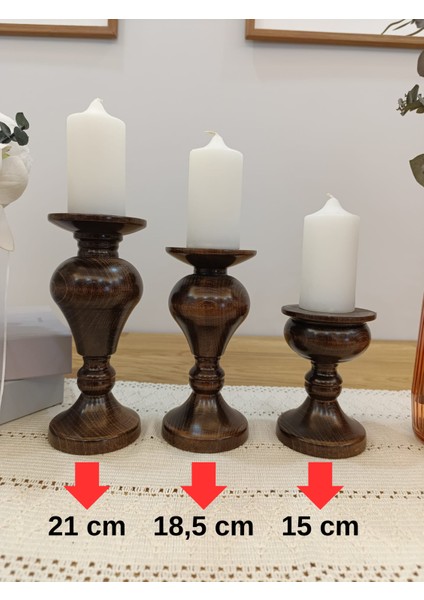 Ahşap Şamdanlık 3’lü Set – Dekoratif Mumluk indirimleri