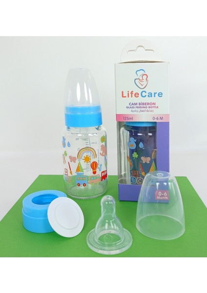 Mavi 125ML Cam Biberon, Sağlıklı ve Güvenli Bebek Beslenme Şekli