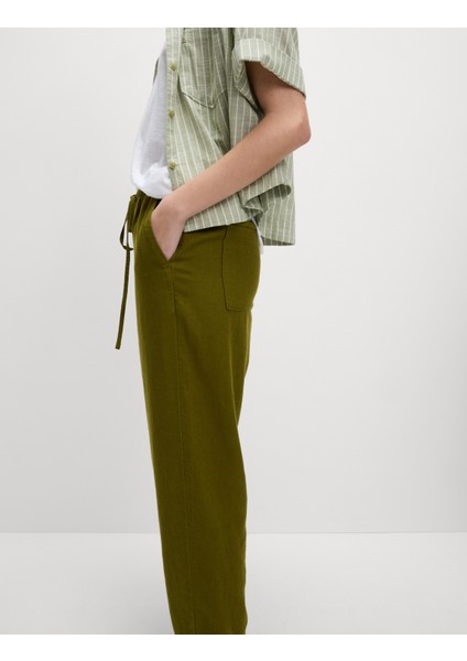 Tapered Fit Keten Pantolon