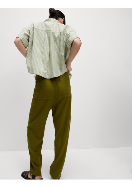 Tapered Fit Keten Pantolon