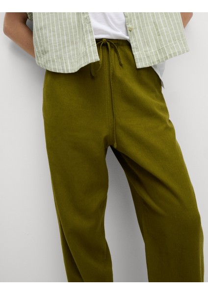 Tapered Fit Keten Pantolon