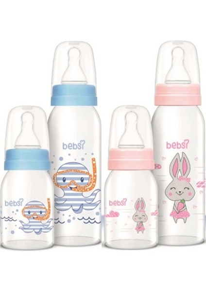 Bebekler Için Renkli Cam Biberon Seti 250ML+125ML, 2'li Karma Paket