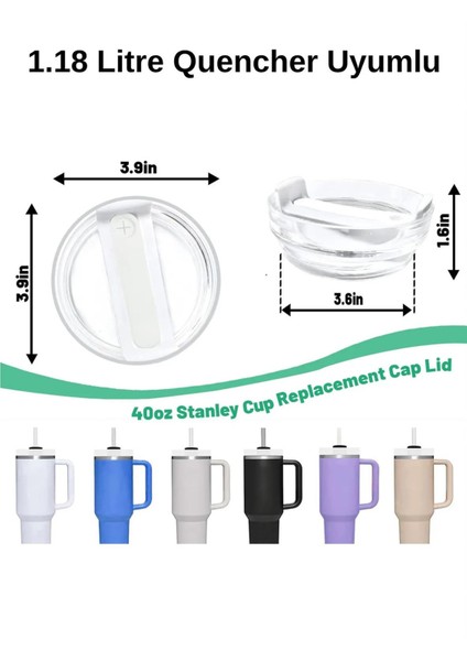 Quencher 40 Oz 1.18 Lt Uyumlu Krem Pipetli Termos Kapak - Kapak + Sızdırmaz Set + Pipet modelleri