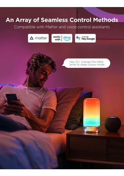 Akıllı LED Dokunmatik Masa Lambası | Rgbıcww Işık, Alexa & Matter Uyumlu, 64 Sahne Modu, 500 Lümen, Zamanlayıcı Destekli fırsatları