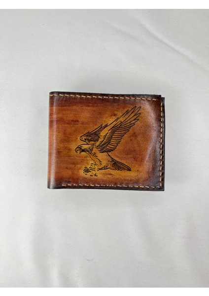 Corvane Kartal Motifli Full Grain Deri Cüzdan, Erkek Deri Cüzdan, Bozuk Para Cepli Full Grain Deri Cüzdan