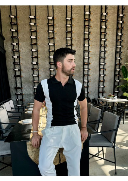 Beyaz Çizgili Siyah Polo Yaka T-Shirt fırsatları