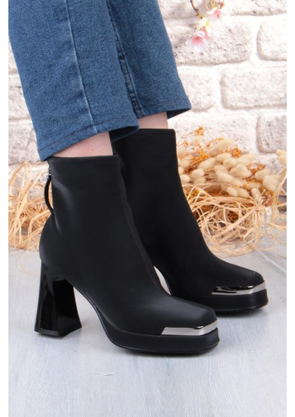 İthal Seri Platform Fermuarlı Kadın Bot 414 - Siyah - 36