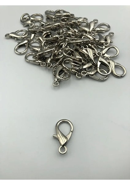 20 Adet - 24MM x 10MM Gümüş Renk Papağan Klips, Kilit Kanca, Kapama Klips, Kolye ve Bileklik Kilidi