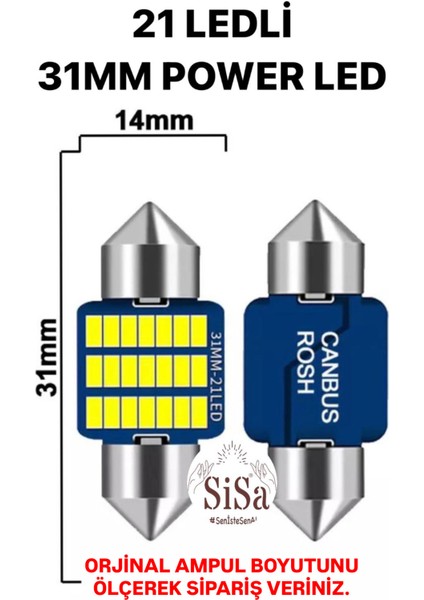 31MM Sofit LED C5W Canbus Tavan Plaka Ampul 1 TAKIM
