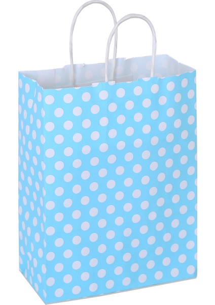 18*24*8 Mavi Puantiyeli Saplı Kağıt Çanta 24 Adet