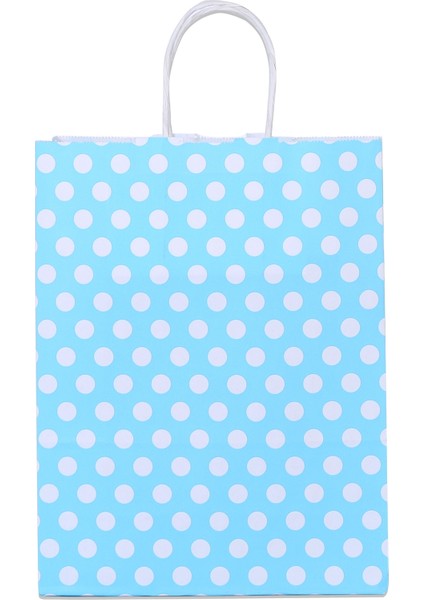 18*24*8 Mavi Puantiyeli Saplı Kağıt Çanta 24 Adet fiyatları