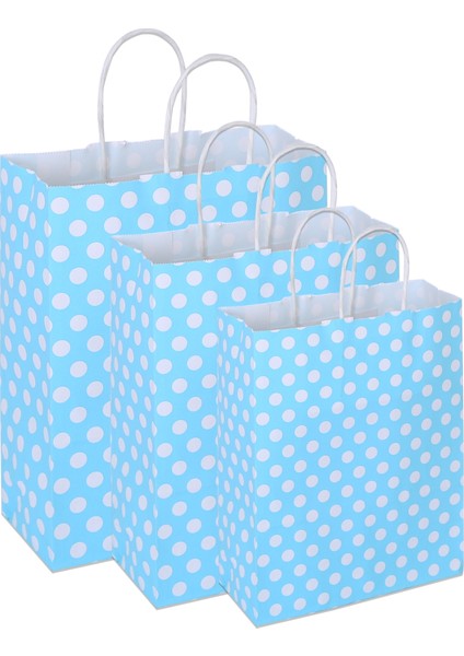 18*24*8 Mavi Puantiyeli Saplı Kağıt Çanta 24 Adet fırsatları