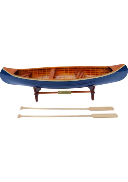 Koyu Lacivert Peterborough Ahşap Model Koleksiyonluk Geleneksel El Yapımı Kano Maketi It-Sold