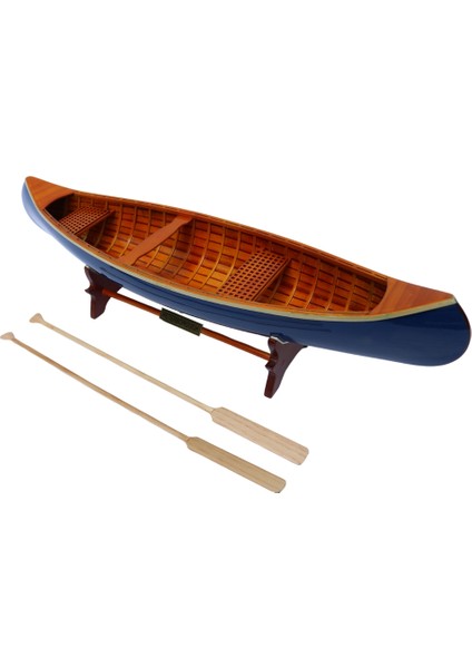 Koyu Lacivert Peterborough Ahşap Model Koleksiyonluk Geleneksel El Yapımı Kano Maketi It-Sold modelleri