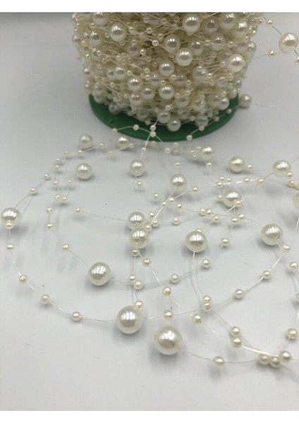 10 Metre Krem Misinalı Şerit Inci Boncuk Şerit Çiçek Süsleme Dekorasyon Boncuğu fiyatları