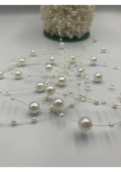 10 Metre Krem Misinalı Şerit Inci Boncuk Şerit Çiçek Süsleme Dekorasyon Boncuğu modelleri