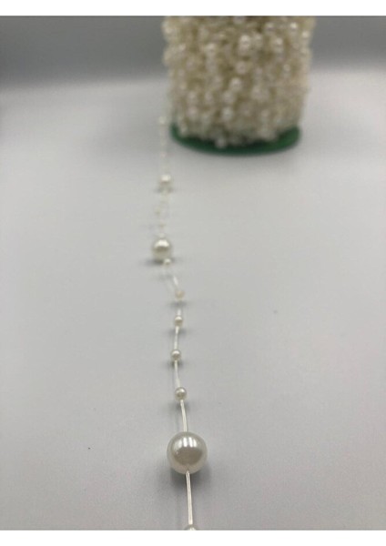 10 Metre Krem Misinalı Şerit Inci Boncuk Şerit Çiçek Süsleme Dekorasyon Boncuğu fırsatları