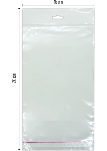 15*30 Sedefli Askılı (Askı Kısmı Beyaz) Bantlı OPP (Parlak-Şeffaf) Jelatin 100 Adet