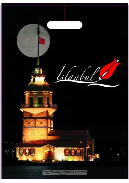 No:6 (60*70) Kız Kulesi Desenli Takviyeli Elgeçme Poşet 50 Adet