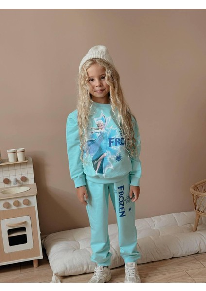 Frozen Elsa 2 Iplik Kumaş Kız Çocuk Alt Üst Takım Süper Kalite