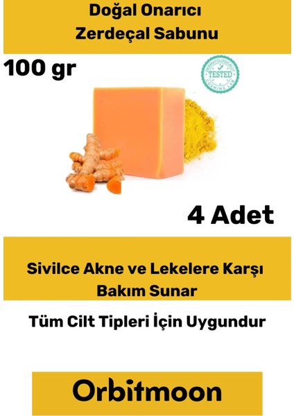Özel Üretim Doğal El Yüz Saç Vücut Güzel Koku Leke Karşıtı Orijinal Zerdeçal Ekstraktı Sabunu 4 Adet