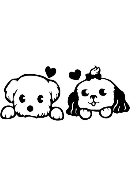 Sevimli Köpekler Duvar Dekor Sticker 40 x 16 cm