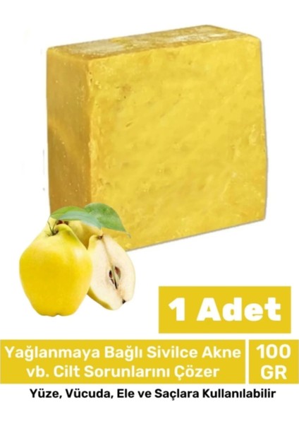 %100 Doğal El Yüz Saç Vücut Cilt Orijinal Güzel Kokulu Bitkisel Ayva Çekirdeği Sabunu 100G - 1 Adet