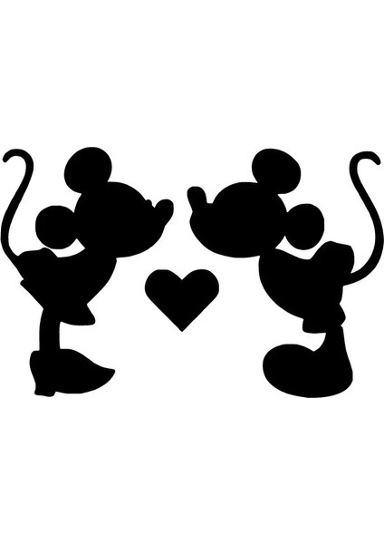 Öpüşen Mickey Minnie Duvar Dekor Sticker 40 x 24 cm