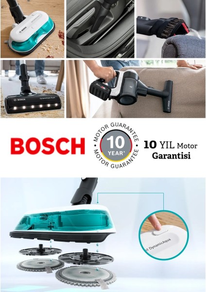 Mop ve Süpürme Islak-Kuru Temizlik, Güçlü Emiş,hafif Tasarım ve Uzun Pil Ömrü Motor 10 Yıl Garanti