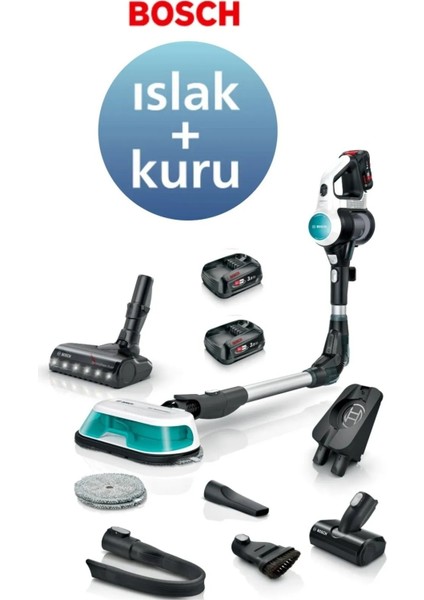 2'si 1 Arada Islak ve Kuru Temizlik, Çift Batarya Hepa Filtre-10 Yıl Motor Garantisi