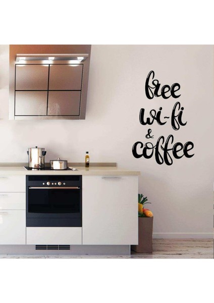 Free Wifi And Coffee Yazılı Dekoratif Duvar Özel Yeni Sticker, Çıkartma, Etiket