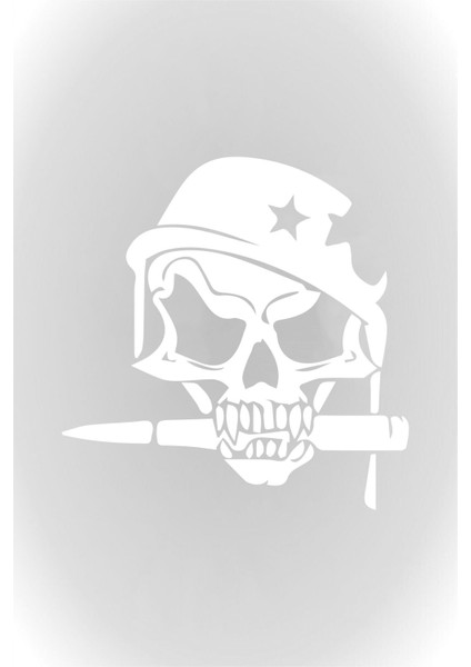 Asker Kuru Kafa Oto Özel Yeni Sticker Beyaz 15 cm