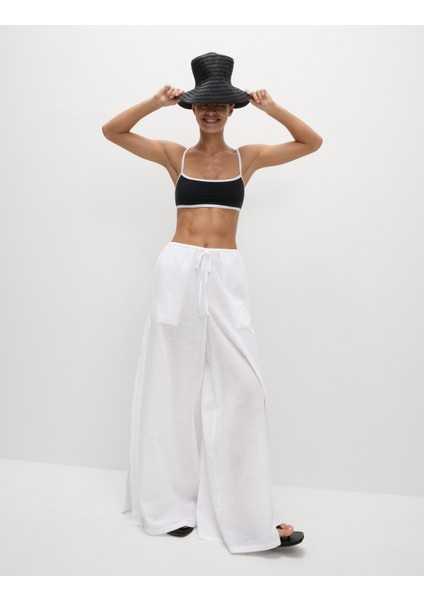 Saf Pamuklu Rahat Kesim Plaj Pantolonu