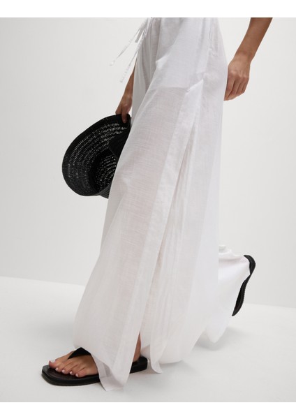Saf Pamuklu Rahat Kesim Plaj Pantolonu