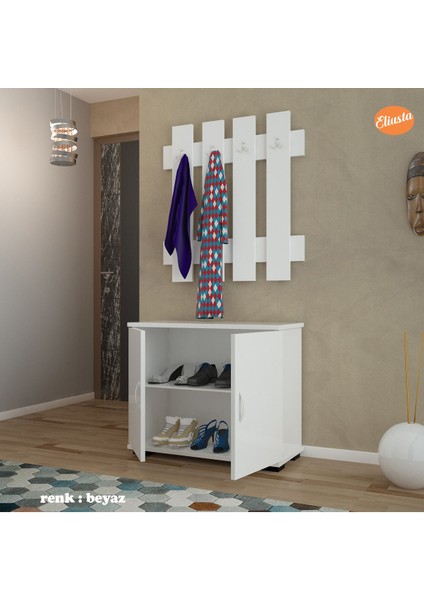 2 Kapaklı Dolaplı Dört Askılıklı Portmanto Vestiyer