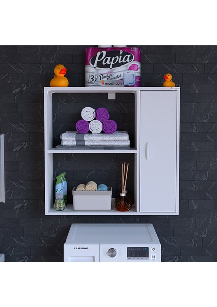 Urla Banyo Dolabı Çok Amaçlı Dolap 90 x 85 x 32 cm Asma Banyo Dolabı Makina Üstü Dolap
