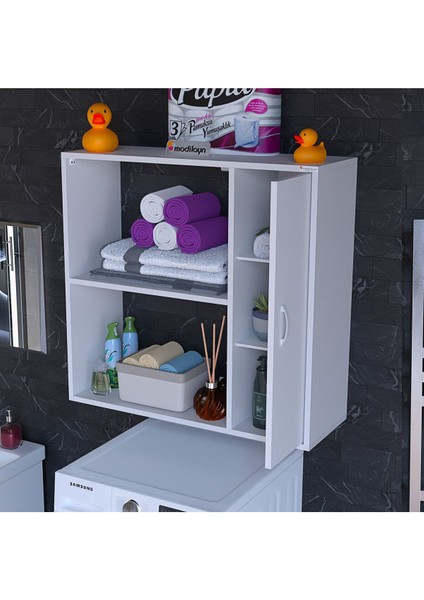 Urla Banyo Dolabı Çok Amaçlı Dolap 90 x 85 x 32 cm Asma Banyo Dolabı Makina Üstü Dolap