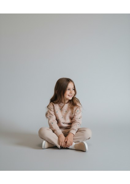 Çiçek Desenli Iki Ip Kız Çocuk Alt Üst Takım