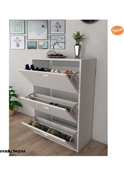 Düşer Kapaklı Ayakkabılık 3 Kapaklı