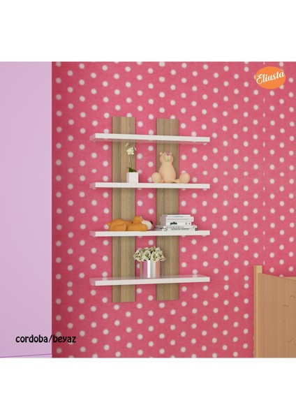 Dort Raflı Duvar Unitesi Ofis Dort lu Kitaplık Salon Duvar Rafı