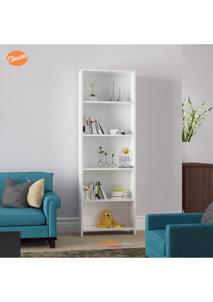 Mutfak Dolabı 5 Raflı Arkalıklı Kitaplık Ofis Dolabı Çok Amaçlı Dolap Banyo Dolabı