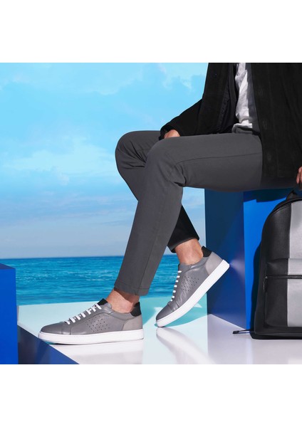 Gri Hakiki Deri Erkek Sneaker - E24I1AY56729-G35 indirimleri