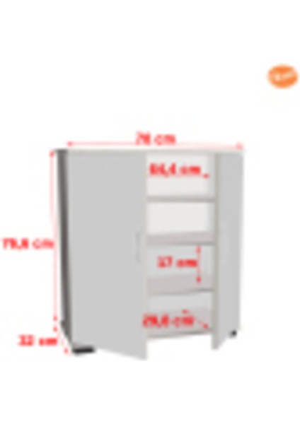 2 Kapaklı 4 Raflı Ayakkabılık