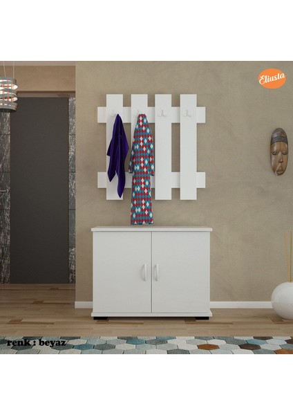 ARD-116 70 x 70 cm Askılık Ayakkabılık Antre Dolabı Çok Amaçlı Dolap Portmanto Ayakkabılık-Ceviz