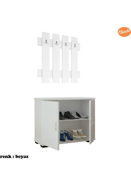 ARD-116 70 x 70 cm Askılık Ayakkabılık Antre Dolabı Çok Amaçlı Dolap Portmanto Ayakkabılık-Ceviz