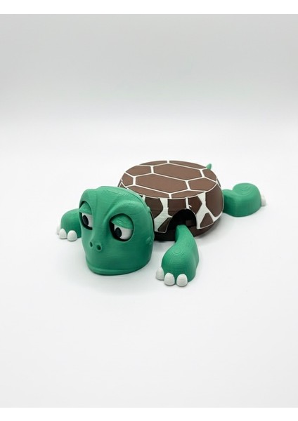 Sevimli Kaplumbağa Bardak Altlığı – Hareketli ve Eğlenceli Kupa Altlığı (Kahverengi-Beyaz Çizgili)